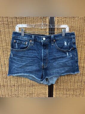 Levi’s 501 Distressed Denim Cutoff Shorts Dark Wash Size W33